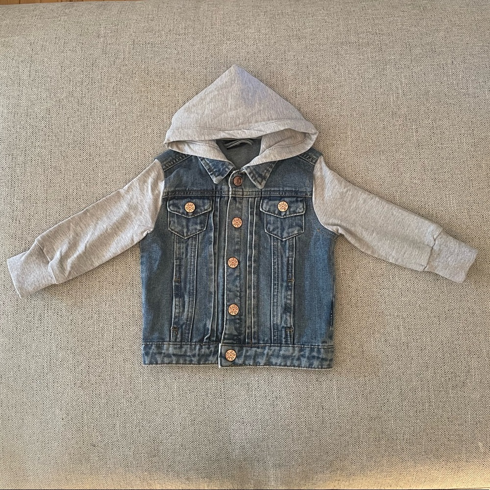 Little Bipsy hooded denim jacket - Grey